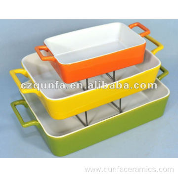 Eco-friendly kitchen use rectangle ceramics ceramic bakeware